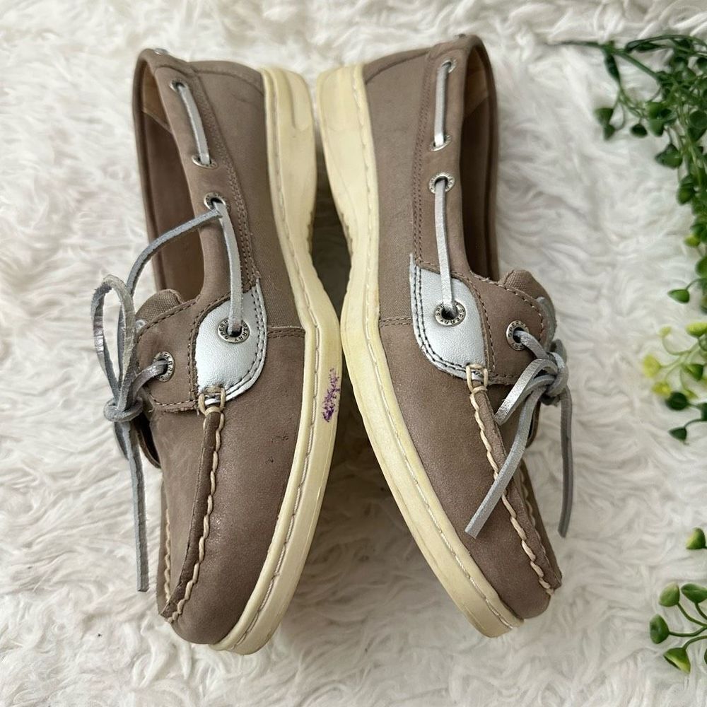 SPERRY Women's Angelfish Boat Shoe Brown Silver Comfort Flats size 8.5 - Picture 4 of 9